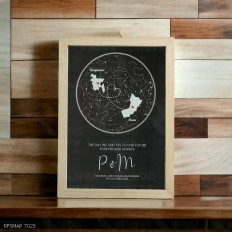 Boundless Love Across Borders Star Map and Country Map Couple Frame