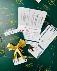 Green Passport Wedding Invitation Card