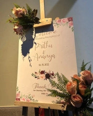 Elegant Wedding Welcome & Thank You Board with Easel & Floral Accents