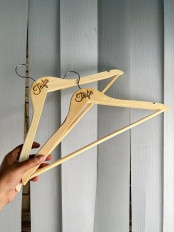 Personalized Wooden Hangers with Custom Name Print (Set of 3)