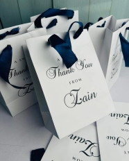 Elegant Personalized "Thank You" Gift Bags with Satin Ribbon (MOQ 100)
