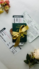 Green Passport Wedding Invitation Card